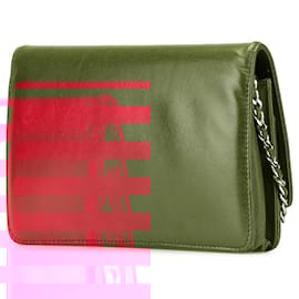 Chanel-Portefeuille sur chaîne en cuir de veau rouge CC Chanel-Rouge