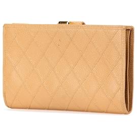 Chanel-Chanel Brown CC Quilted Caviar Stitched French Long Wallet-Brown,Caramel
