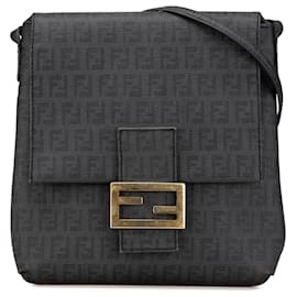 Fendi-Fendi Black Zucchino Spalmati Crossbody-Black