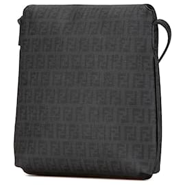 Fendi-Fendi Black Zucchino Spalmati Crossbody-Black