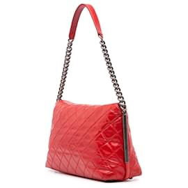 Chanel-Chanel Rouge Moyen Cuir de Veau Verni Stitch It Rabat-Rouge
