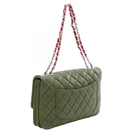 Chanel-Chanel Red Jumbo Quilted Lambskin 3 Accordion Flap-Red