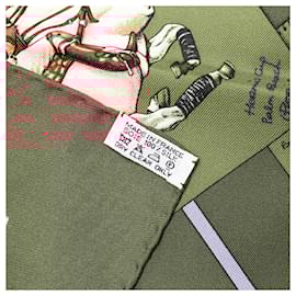 Hermès-Hermès Brown Le Monde du Polo Pocket Square Silk Scarf-Brown