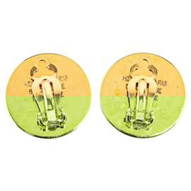 Hermès-Hermès Gold Gold Plated Bijouterie Fantaisie Clou De Selle Clip On Earrings-Golden