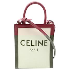 Céline-Celine Brown Mini Canvas Vertical Cabas Satchel-Brown,Other,Dark red