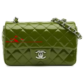 Chanel-Chanel Rouge Mini Rectangulaire Classique en Verni à Rabat Unique-Rouge