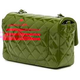 Chanel-Chanel Red Mini Rectangular Classic Patent Single Flap-Red