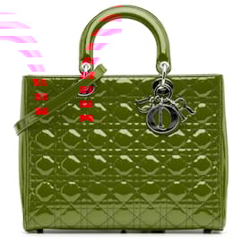 Dior-Dior Red Large Patent Cannage Lady Dior-Red