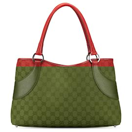 Gucci-Gucci Red GG Canvas Tote-Red