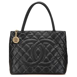 Chanel-Sac Medallion en Cuir Caviar Noir Chanel-Noir