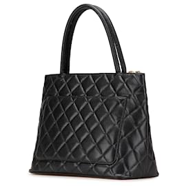 Chanel-Sac Medallion en Cuir Caviar Noir Chanel-Noir