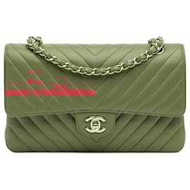 Chanel-Chanel Red Medium Classic Chevron Lambskin Double Flap-Red,Other