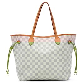 Louis Vuitton-Louis Vuitton White Damier Azur Neverfull MM-White