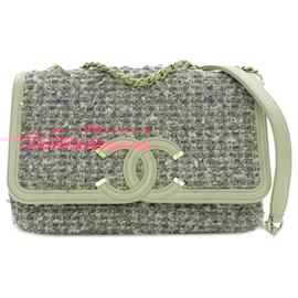 Chanel-Chanel Pink Medium Tweed CC Filigree Flap-Pink