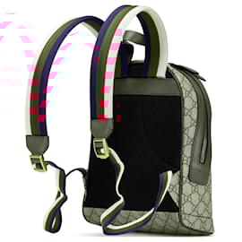 Gucci-Gucci Brown GG Supreme Bosco Web Backpack-Brown,Beige