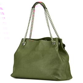 Gucci-Gucci Red Medium Leather Soho Chain Tote-Red