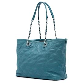 Chanel-Chanel Bleu Petit Sac Shopping Quotidien Matelassé en Cuir Caviar-Bleu,Turquoise