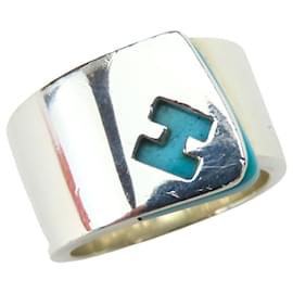 Hermès-Bague en argent 925 bleu clair Hermes-Argenté,Bleu clair