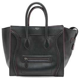 Céline-Celine Luggage Micro Shopper Leather Handbag-Navy blue