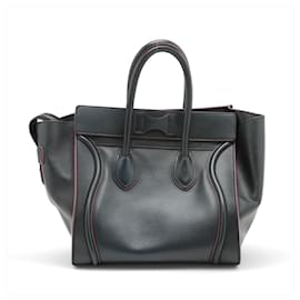 Céline-Celine Luggage Micro Shopper Leather Handbag-Navy blue