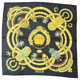Hermès-Hermes Kosmima Space Silk Scarf-Black,Multiple colors,Golden