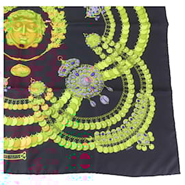 Hermès-Hermes Kosmima Space Silk Scarf-Black,Multiple colors,Golden