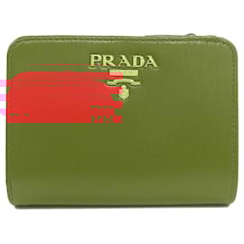 Prada-Prada Leather Bi-fold Wallet for Women-Red