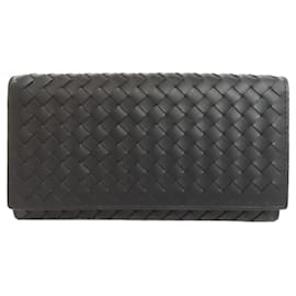 Bottega Veneta-Bottega Veneta Intrecciato Long Wallet-Black