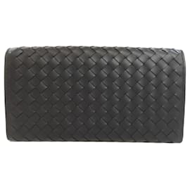 Bottega Veneta-Bottega Veneta Intrecciato Long Wallet-Black