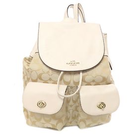 Coach Signature Backpack White Beige