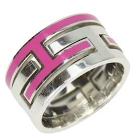 Hermès-Bague en bande Ash 51 de Hermes Move-Argenté,Rose