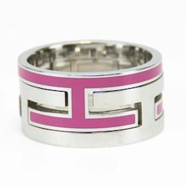Hermès-Bague en bande Ash 51 de Hermes Move-Argenté,Rose