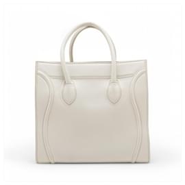 Céline-Celine Luggage Phantom Shopper Leather Shoulder Bag-White