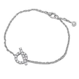 Hermès-Bracelet en or blanc Hermes avec diamants-Doré