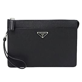 Prada-Prada Saffiano Leather Clutch Bag-Black