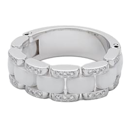 Chanel-Chanel White Gold Diamond Band Ring-White,Golden
