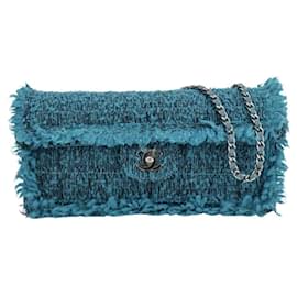 Chanel-Sac à épaule en tweed bleu Chanel-Bleu