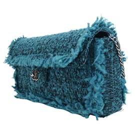 Chanel-Sac à épaule en tweed bleu Chanel-Bleu