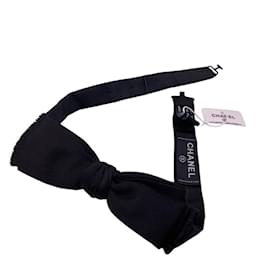 Chanel-Chanel Black Silk Bow Tie-Black