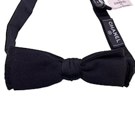 Chanel-Chanel Black Silk Bow Tie-Black