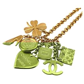 Chanel-Chanel 96P 7-Row Coco Mark Icon Matelasse Necklace-Golden