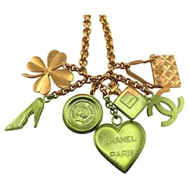 Chanel-Chanel 96P 7-Row Coco Mark Icon Matelasse Necklace-Golden