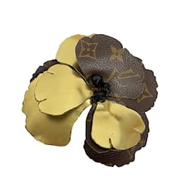 Louis Vuitton-Louis Vuitton Proche Fleur Flower Corsage Brooch-Brown,Golden