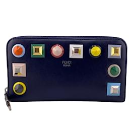 Fendi-Fendi Black Leather Long Wallet-Black