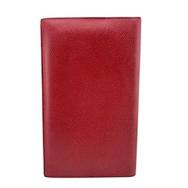 Hermès-Hermes Bordeaux Leather Passport Cover-Dark red