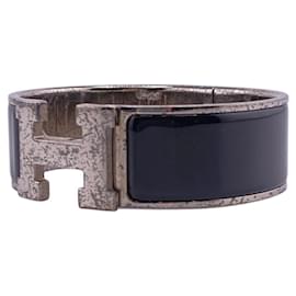 Hermès-Bracelet Hermès Click-Clack H GM-Noir,Argenté