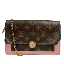 Louis Vuitton-Sac à épaule Portefeuille Flore Chain de Louis Vuitton-Marron,Rose