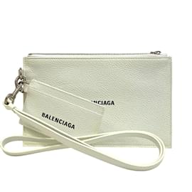 Balenciaga-Porte-monnaie en cuir Balenciaga 659783-Noir,Blanc