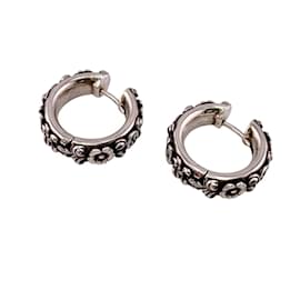Gucci-Boucles d'oreilles en forme de fleur avec le G entrelacé de Gucci-Argenté