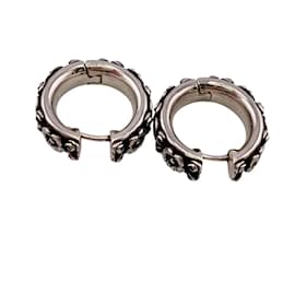 Gucci-Boucles d'oreilles en forme de fleur avec le G entrelacé de Gucci-Argenté